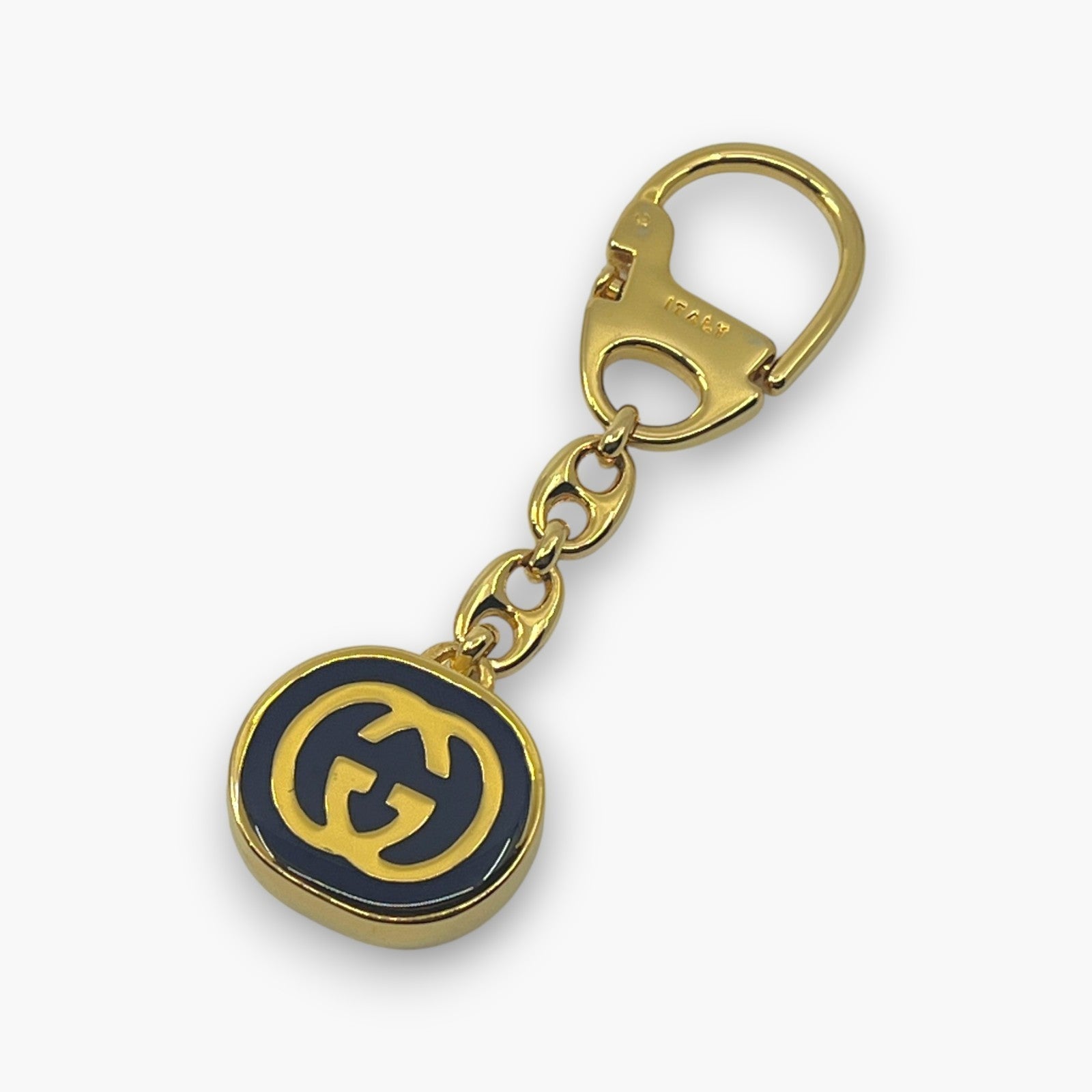 Gucci Interlocking GG Key Chain Charm Ring Gold-Tone with Box