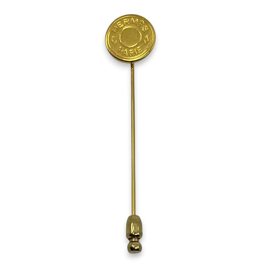 Hermes Stick Pin Brooch Sellier Clou de Selle Gold-Tone