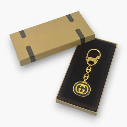 Gucci Interlocking GG Key Chain Charm Ring Gold-Tone with Box