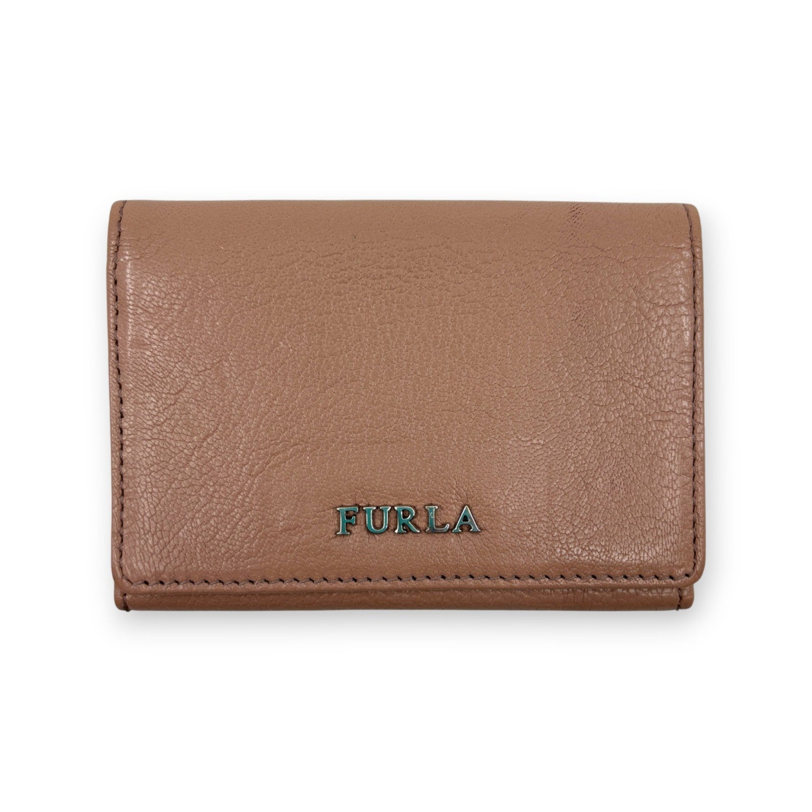 Furla Pink Beige Bifold Leather Card Case Wallet with Logo