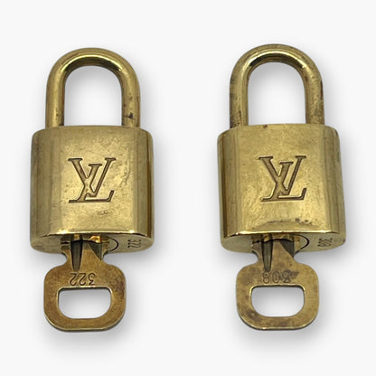Louis Vuitton Padlock Set of 10 Gold-Tone Brass Locks & Keys pj260604