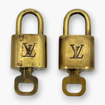 Louis Vuitton Padlock Set of 10 Gold-Tone Brass Locks & Keys pj260606