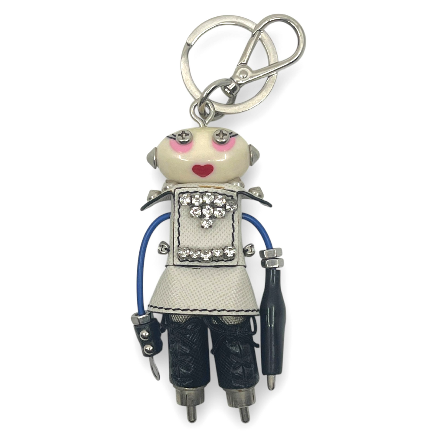 Prada Nancy Robot Key Ring Bag Charm Saffiano Leather