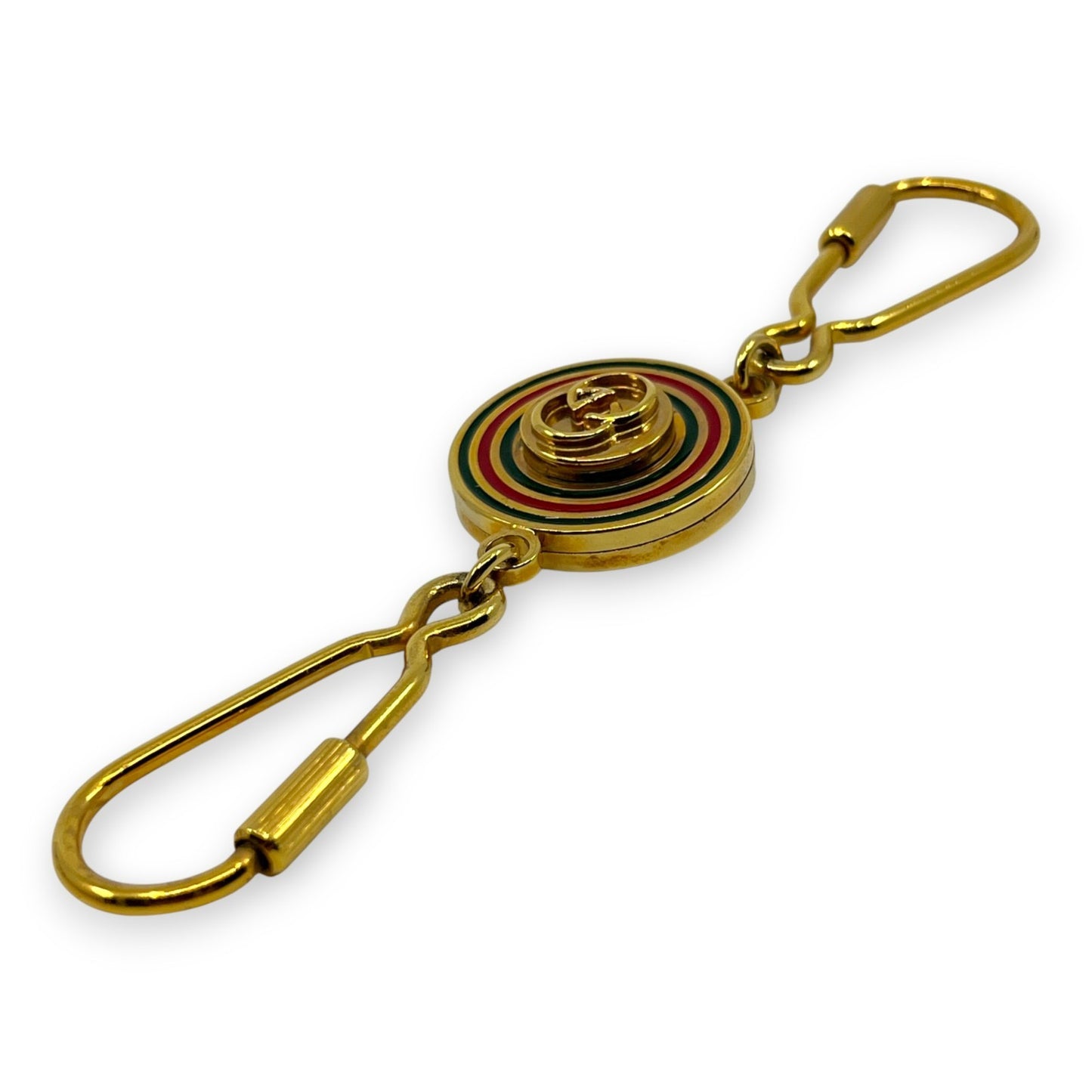 Gucci Gold-Tone Key Holder with Interlocking G & Web Stripe Design w/ Box