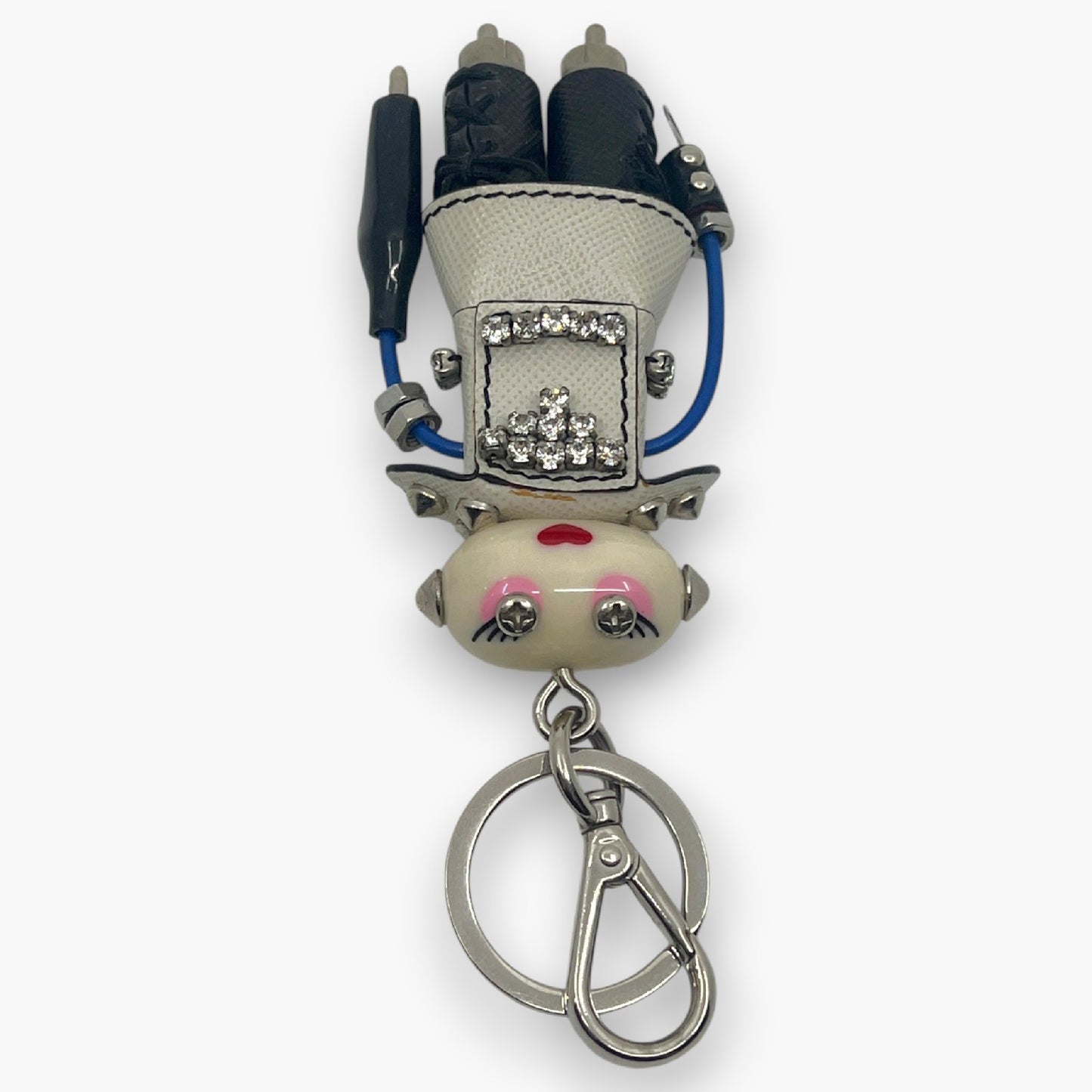 Prada Nancy Robot Key Ring Bag Charm Saffiano Leather