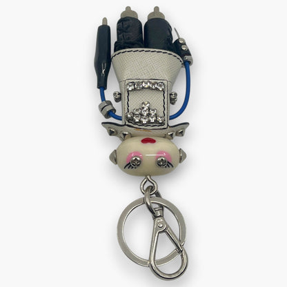 Prada Nancy Robot Key Ring Bag Charm Saffiano Leather