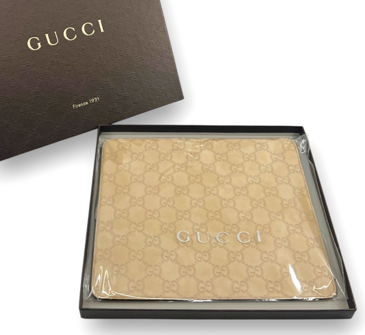 Gucci Guccissima Leather Mouse Pad Beige GG Logo with Box