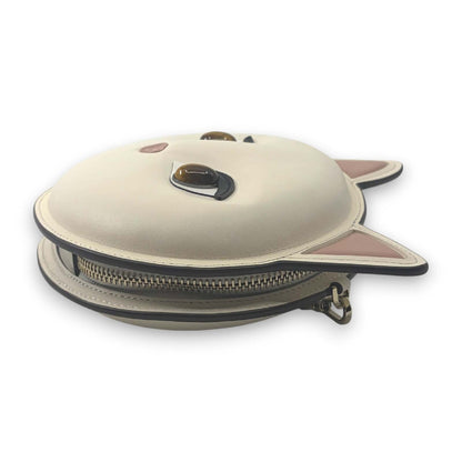Kate Spade New York Cat Crossbody Bag Meow Cat White Leather Feline Design
