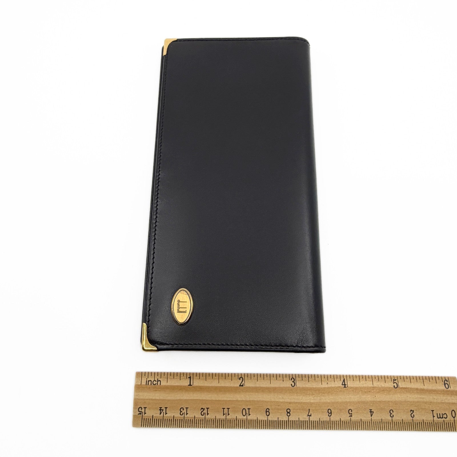 Dunhill Black Leather Long Wallet w/ Brand Card Dust Bag Box