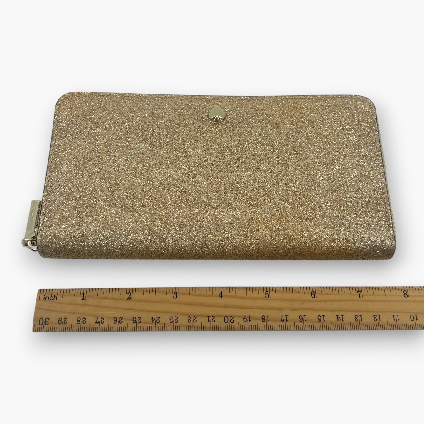 Kate Spade New York Gold Glitter Zip Around Continental Wallet