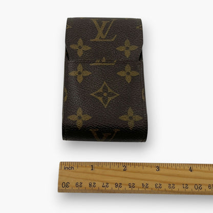 Louis Vuitton Monogram Etui Cigarette Tobacco Case M63024 Brown Canvas Leather