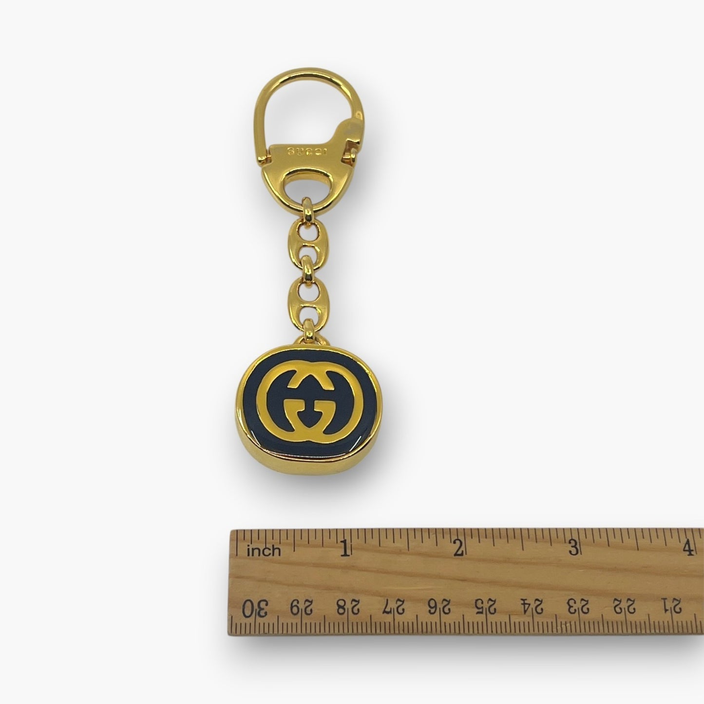 Gucci Interlocking GG Key Chain Charm Ring Gold-Tone with Box