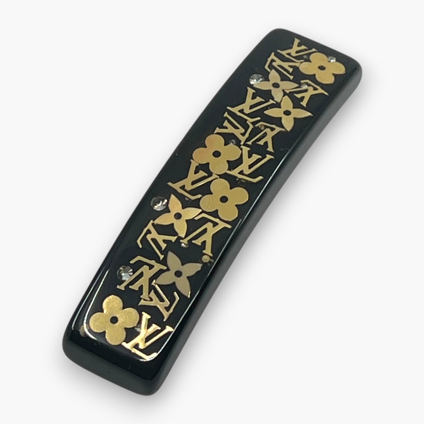 Louis Vuitton Inclusion Barrette Black Resin Monogram Hair Clip