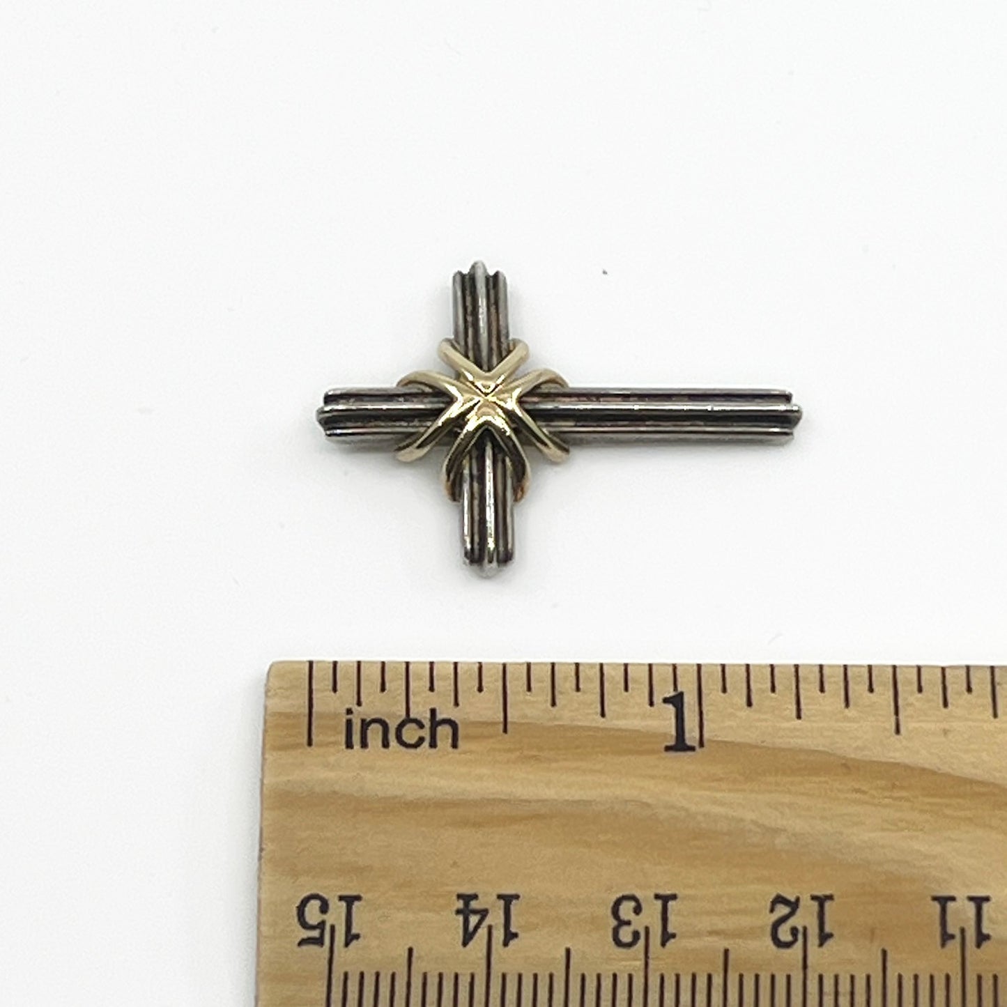 Tiffany & Co. Signature Cross Pendant Top Sterling Silver 925 18K Gold