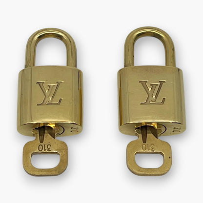 Louis Vuitton Padlock Lock with Key Brass Gold Set of 10 Bag Accessory