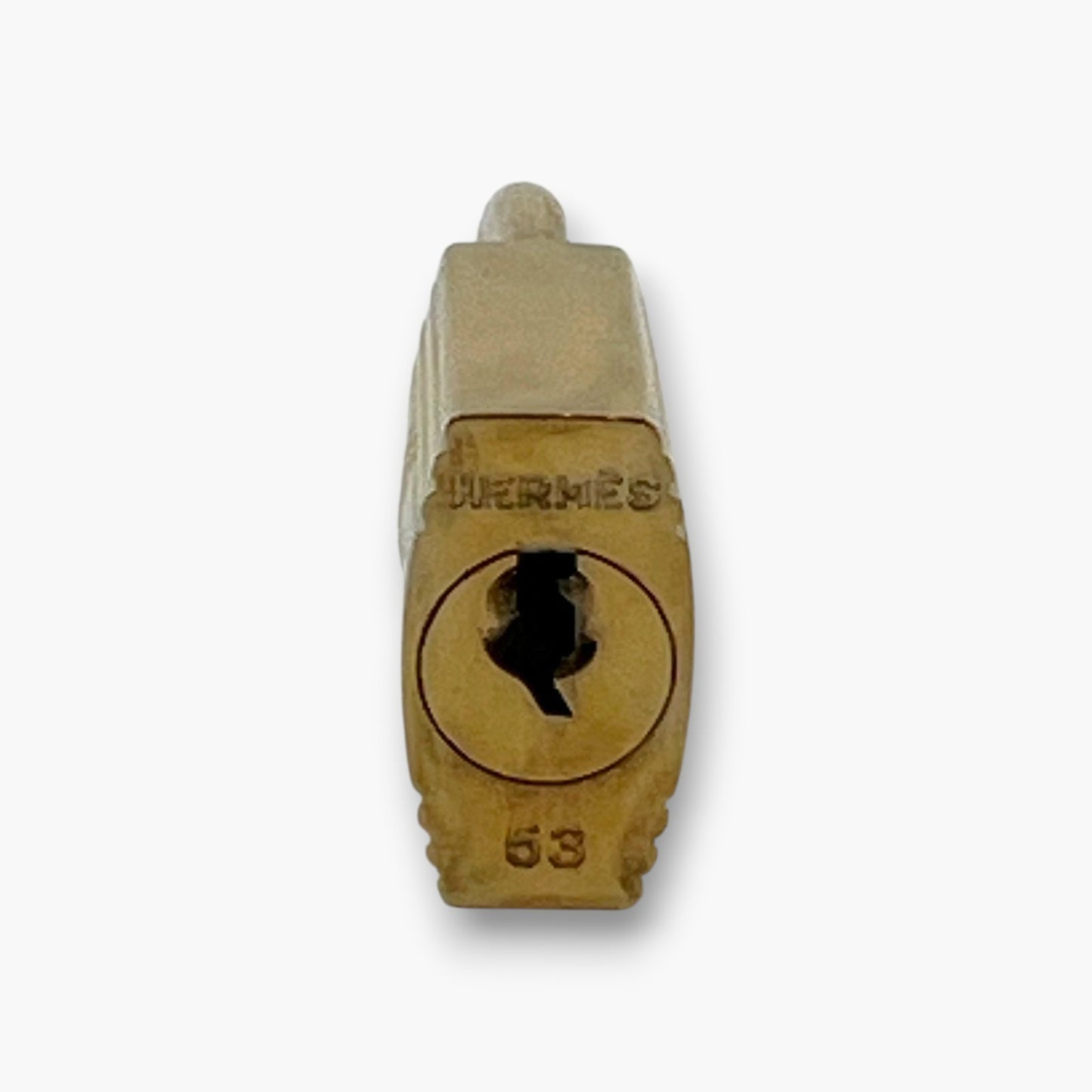 Hermes Cadena Padlock Gold-Tone Lock & Key Set w/ Leather Strap pj260609