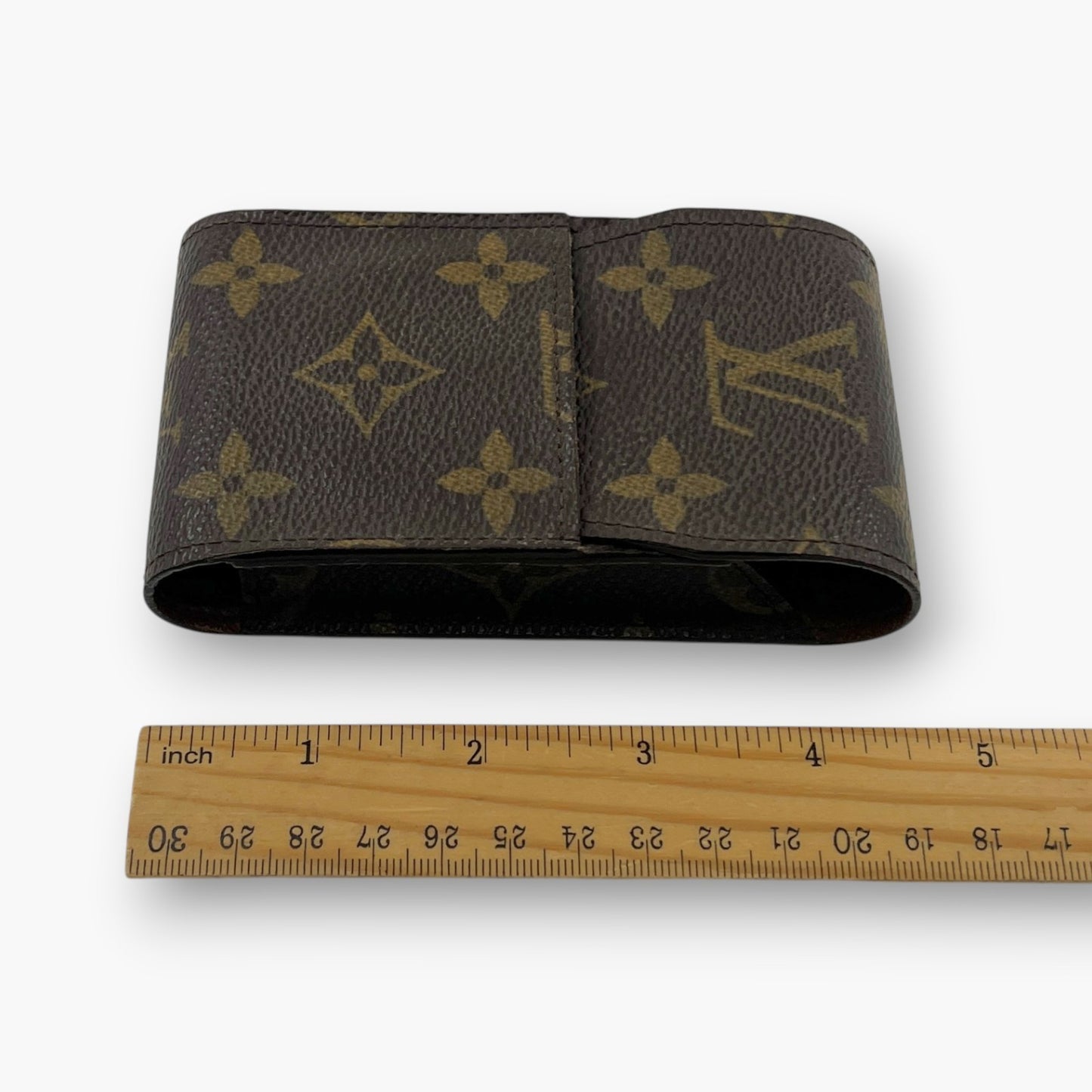 Louis Vuitton Monogram Etui Cigarette Tobacco Case M63024 Brown Canvas Leather