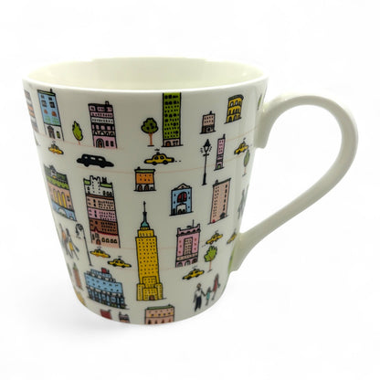 Tiffany & Co. 5th Avenue Bone China Mug 2 Cups Pair Set in NYC Design w/ Box