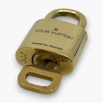Louis Vuitton Padlock Lock with Key Brass Gold Set of 10 Bag Accessory