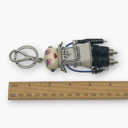 Prada Nancy Robot Key Ring Bag Charm Saffiano Leather