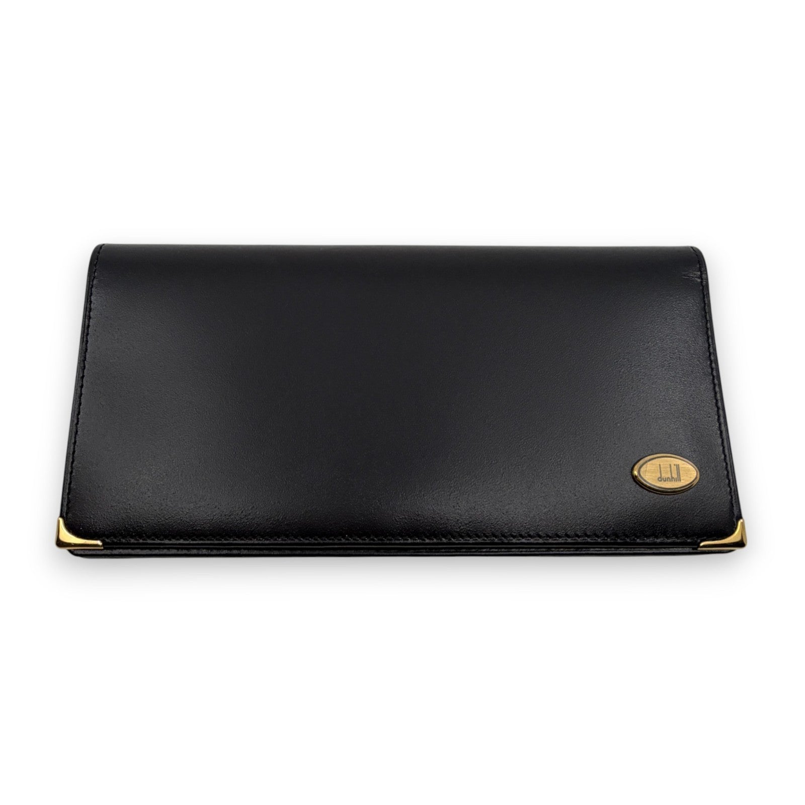 Dunhill Black Leather Long Wallet w/ Brand Card Dust Bag Box
