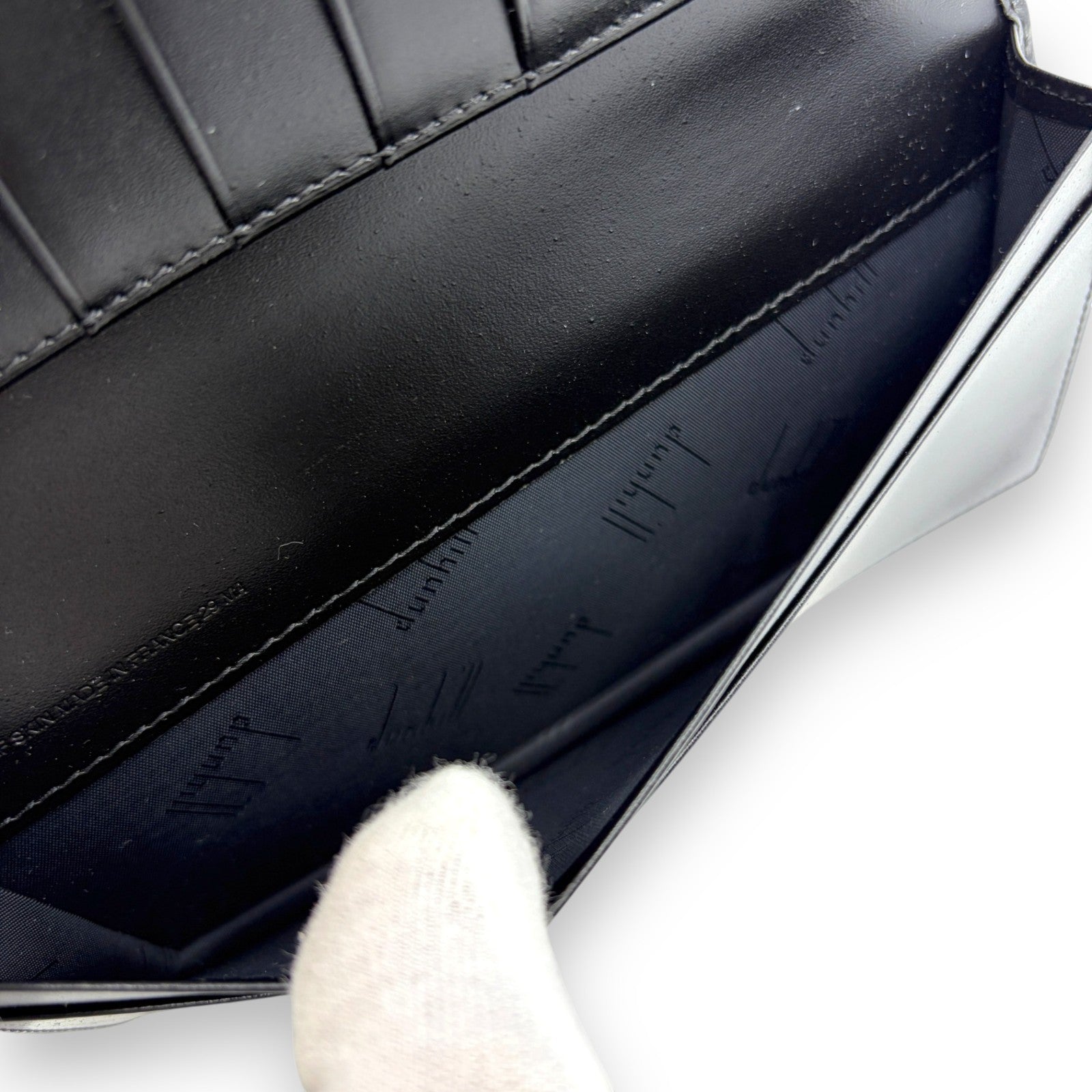 Dunhill Black Leather Long Wallet w/ Brand Card Dust Bag Box