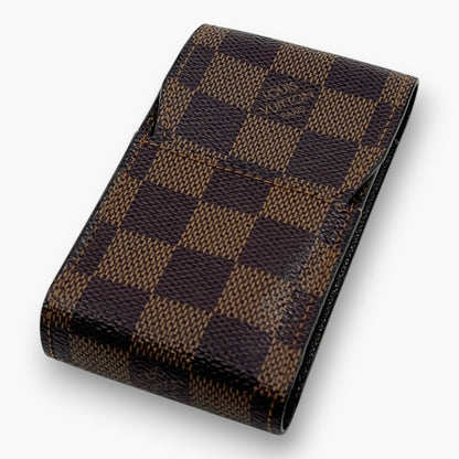 Louis Vuitton Damier Ebene Etui Cigarette Case Brown Canvas Leather