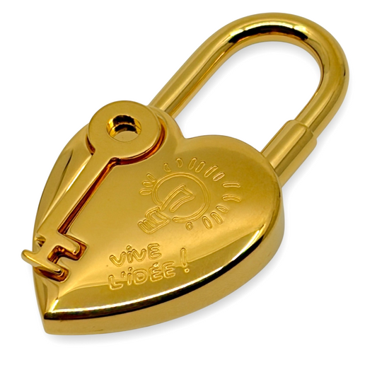 Hermes Heart Cadena Padlock Gold-Tone Annee De La Fantaisie 2004 Vive L’Idee