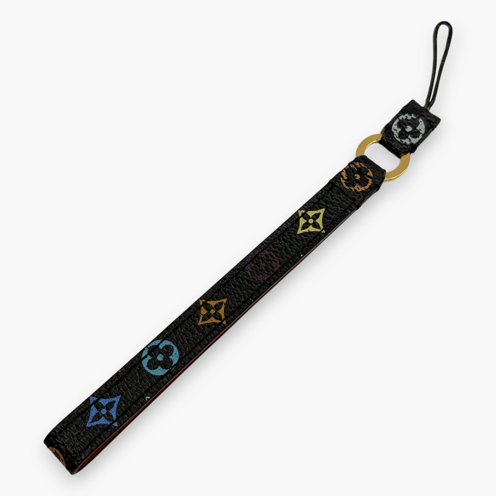 Louis Vuitton Monogram Multicolor Phone Strap Coated Canvas Leather Black M92598