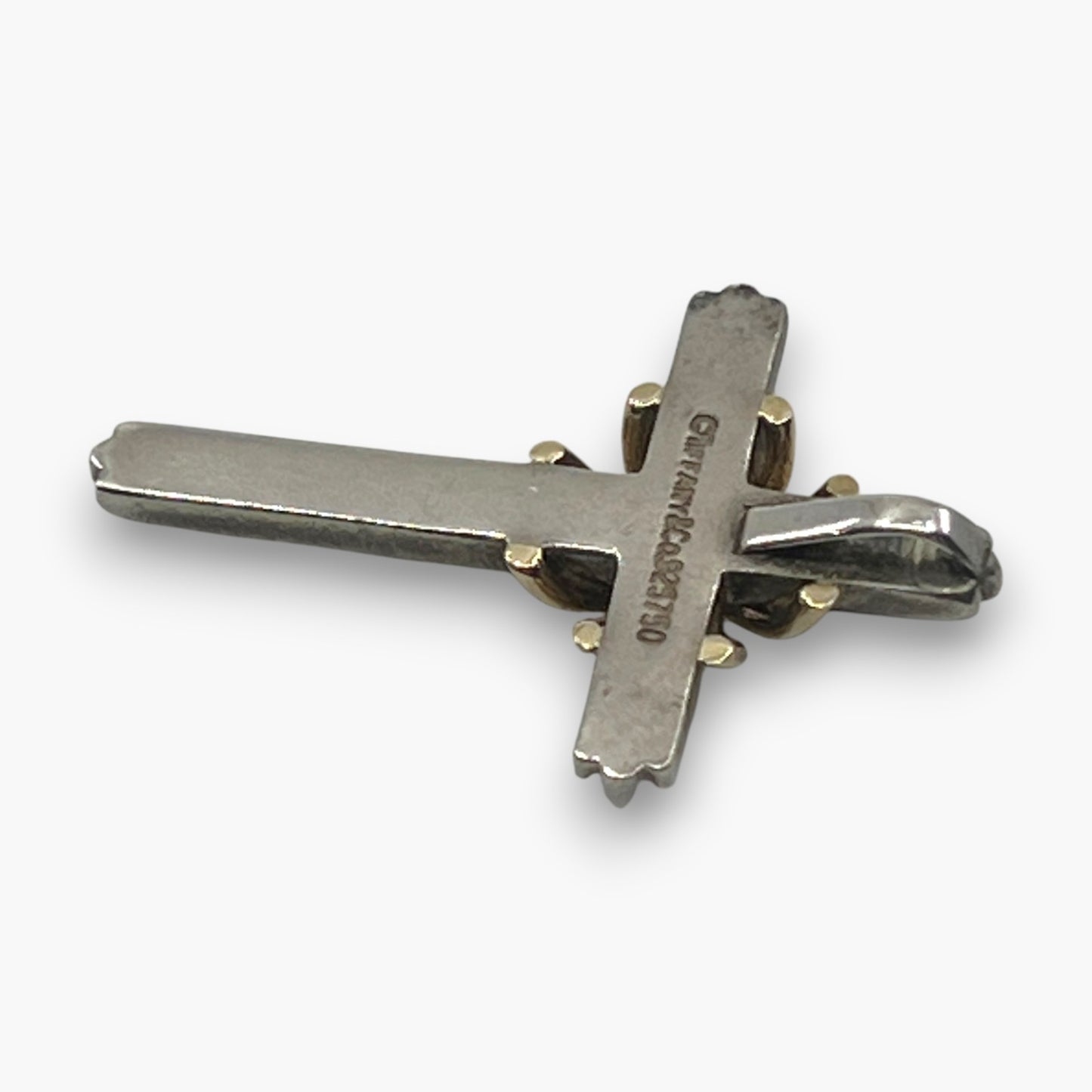 Tiffany & Co. Signature Cross Pendant Top Sterling Silver 925 18K Gold