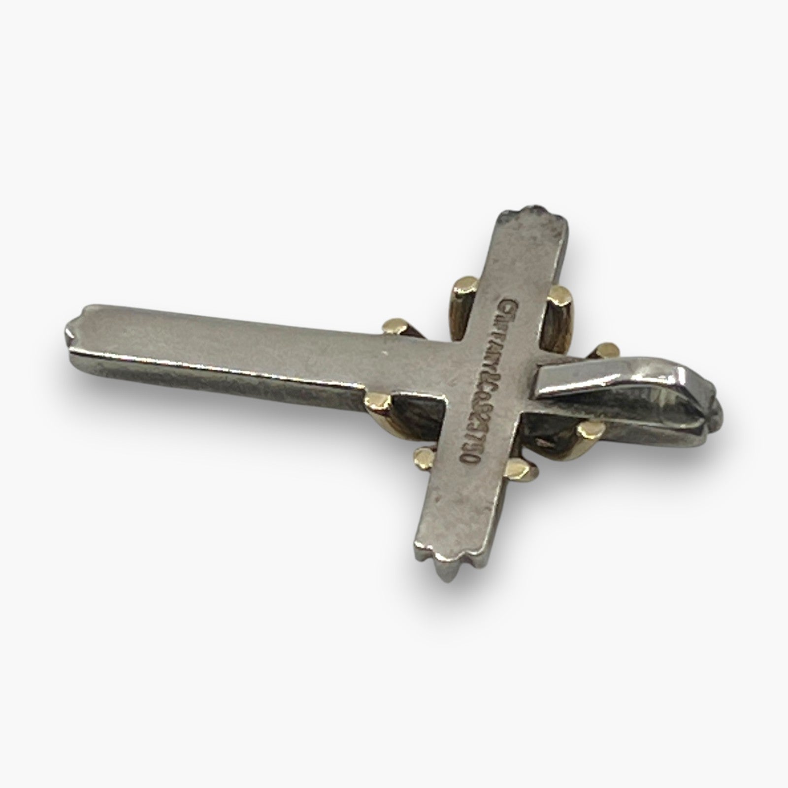 Tiffany & Co. Signature Cross Pendant Top Sterling Silver 925 18K Gold