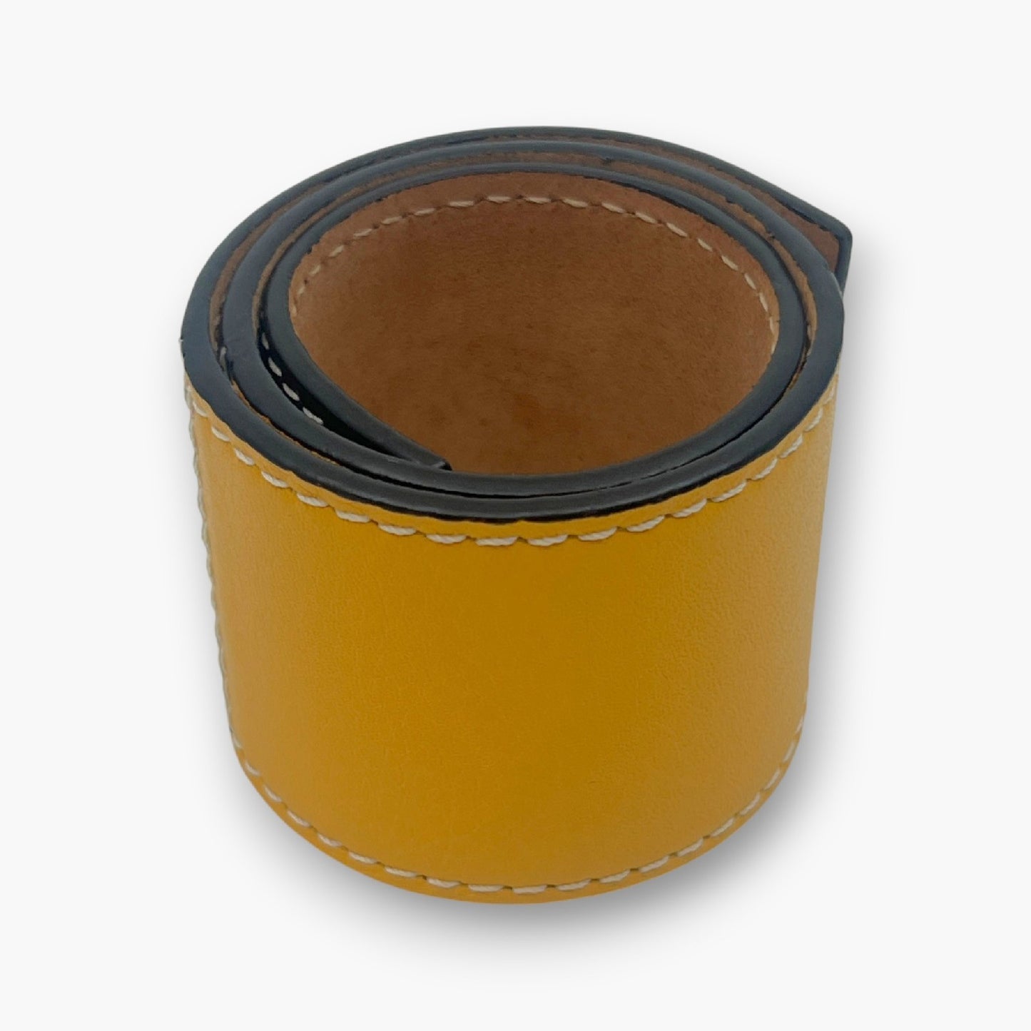 Loewe Anagram Slap Bracelet Black Yellow Leather Bicolor with Dust Bag