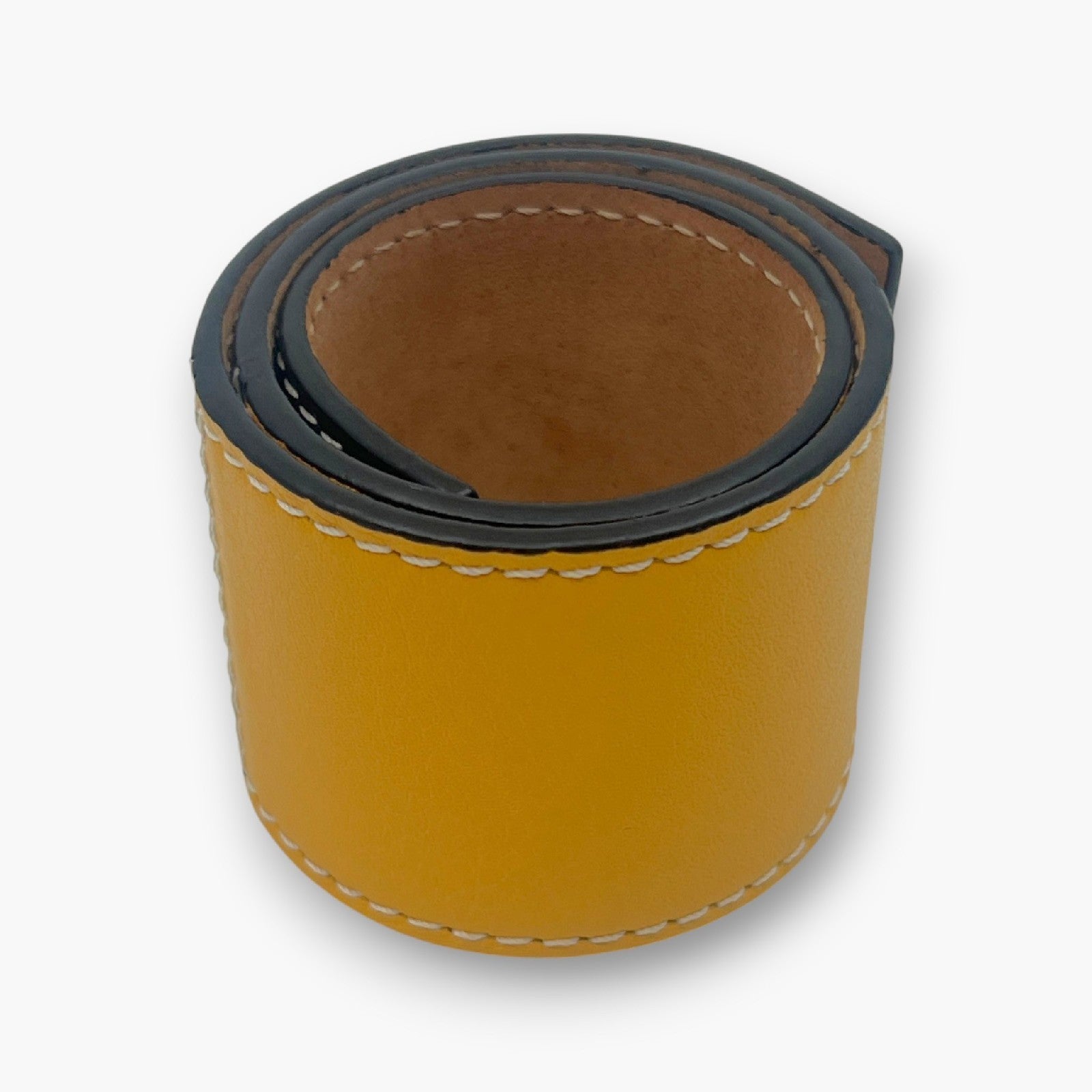 Loewe Anagram Slap Bracelet Black Yellow Leather Bicolor with Dust Bag