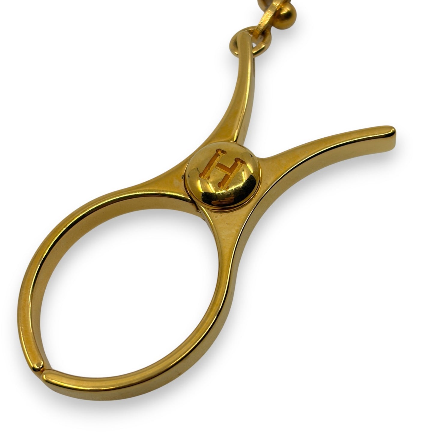 Hermes Filou Glove Holder Gold-Tone Metal with Chain