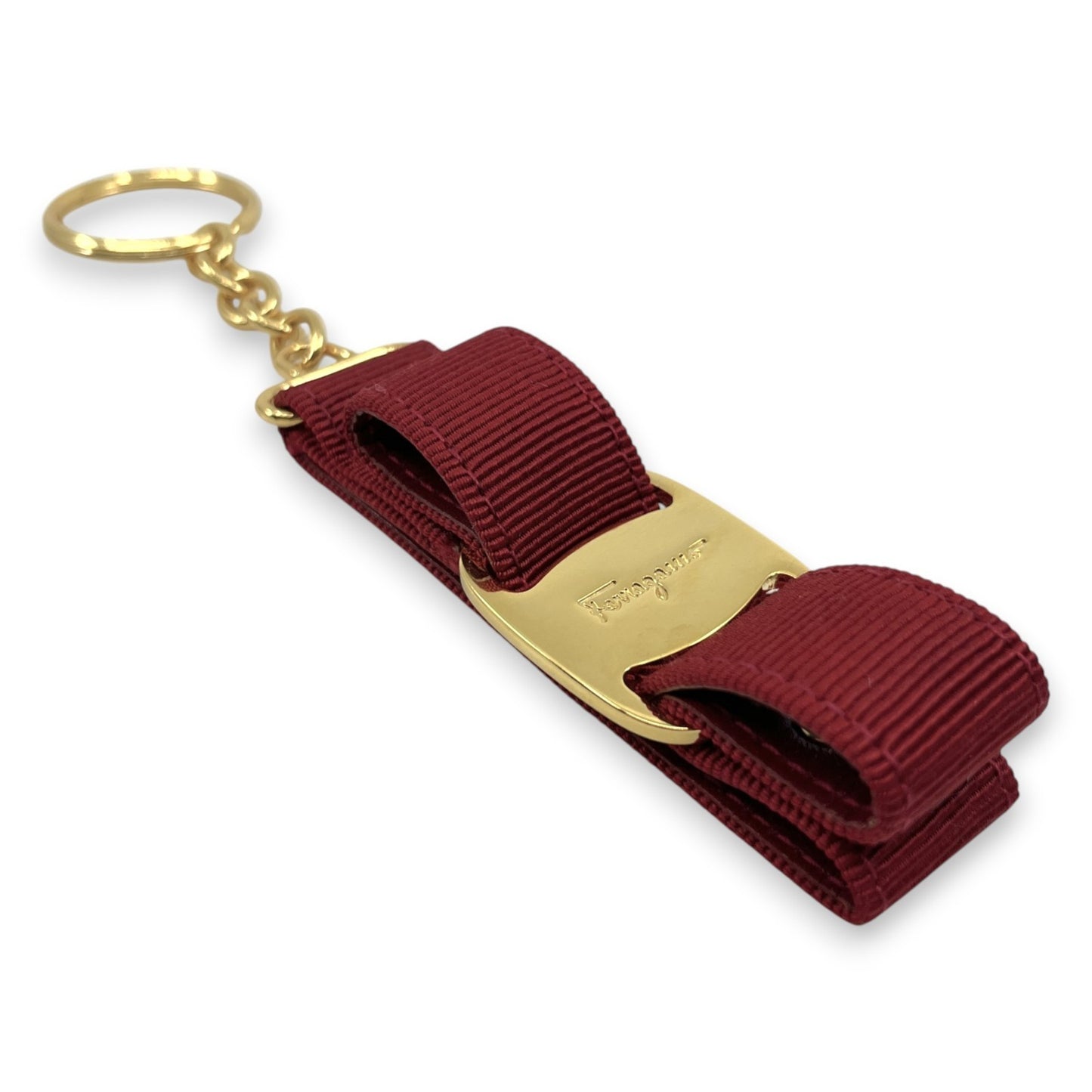 Salvatore Ferragamo Vara Ribbon Keychain Charm Red with Box