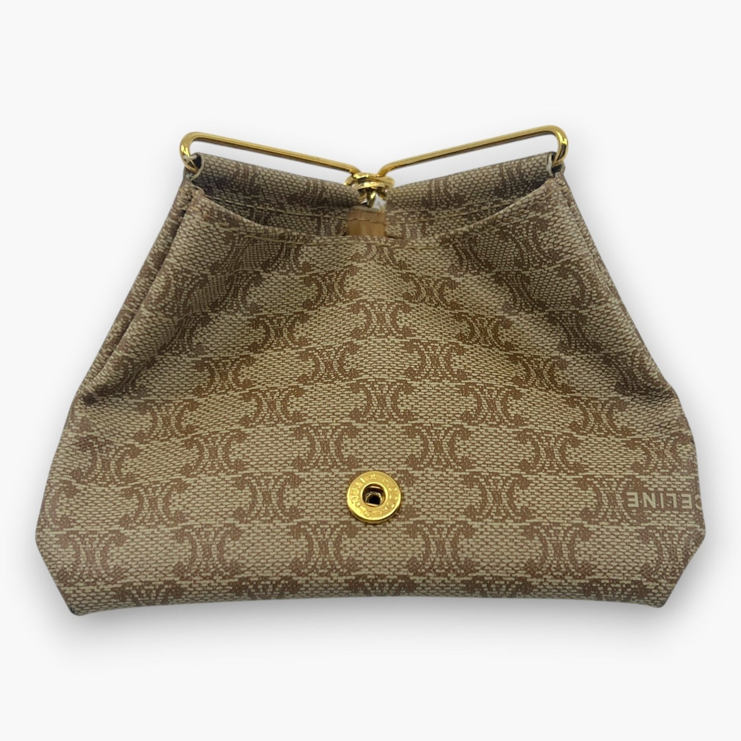Celine Macadam Vintage Triangle Coin Purse Beige with Tassel Charm