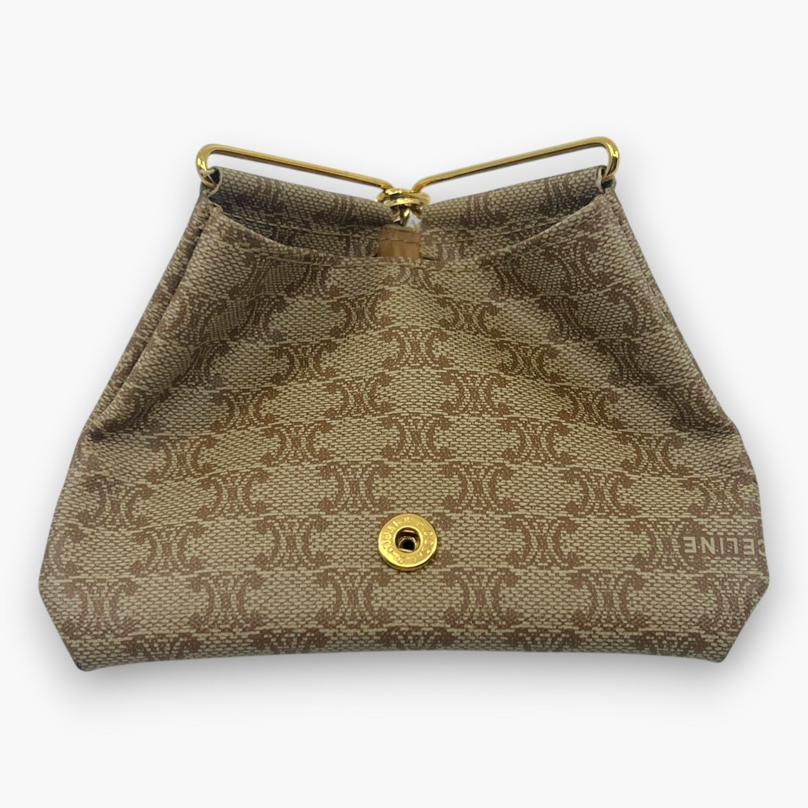 Celine Macadam Vintage Triangle Coin Purse Beige with Tassel Charm