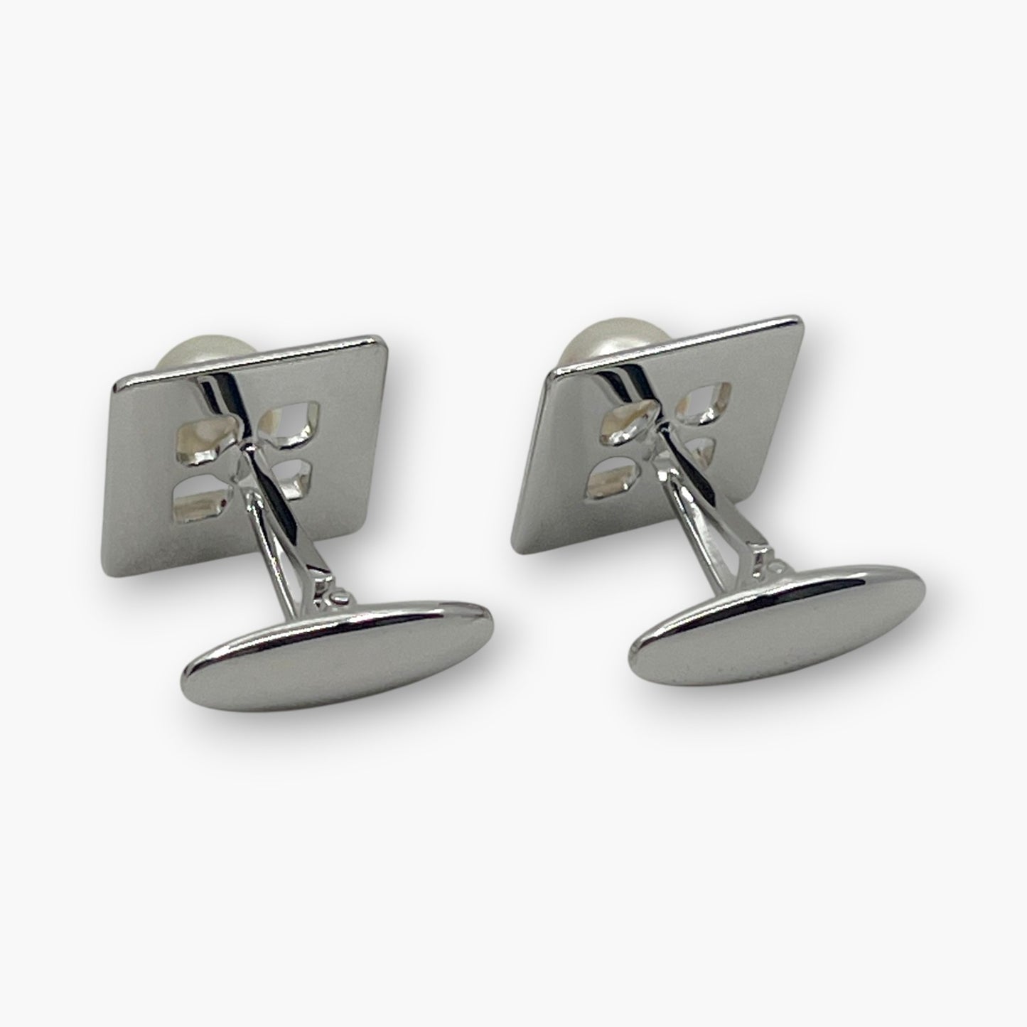 Mikimoto Pearl Cufflinks Tie Pin Clip Set Silver-Tone w/ Box Case