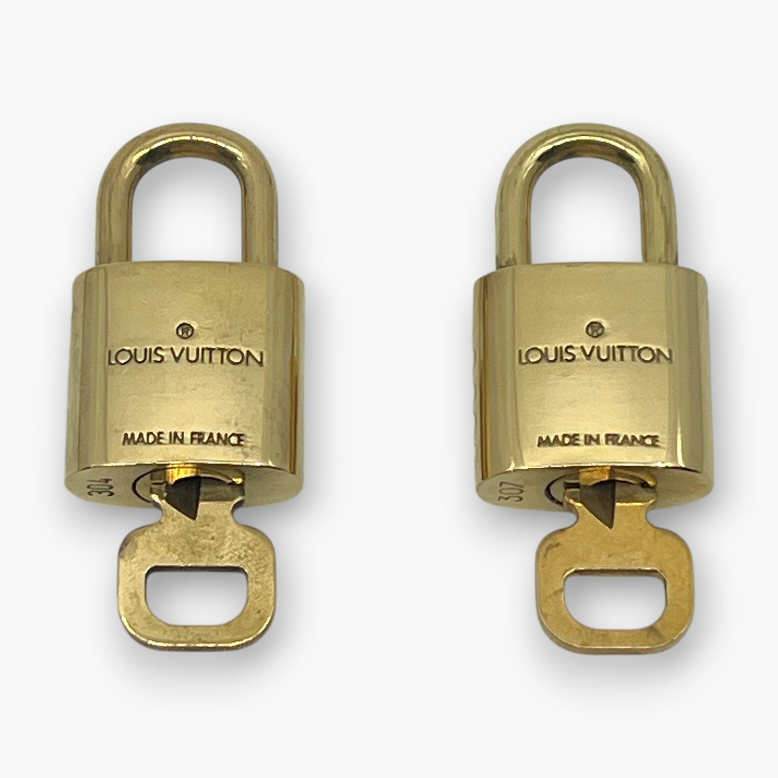 Louis Vuitton Padlock Lock with Key Brass Gold Set of 10 Bag Accessory