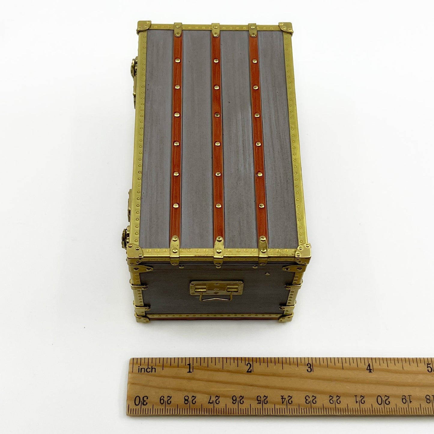 Louis Vuitton Mini Malle Zinc Trunk Paperweight Jewelry Box w/ Box Authentic
