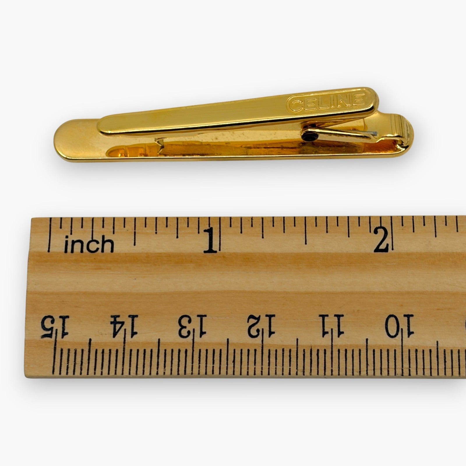 Celine Gold-Tone Logo Tie Clip Bar