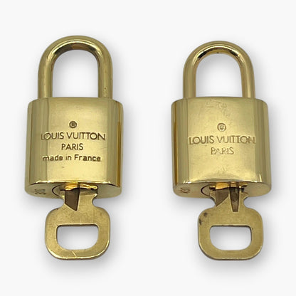 Louis Vuitton Padlock Lock with Key Brass Gold Set of 10 Bag Accessory