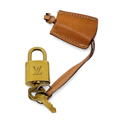 Louis Vuitton Cadena Gold-Tone Brass Padlock Key Set with Leather Clochette