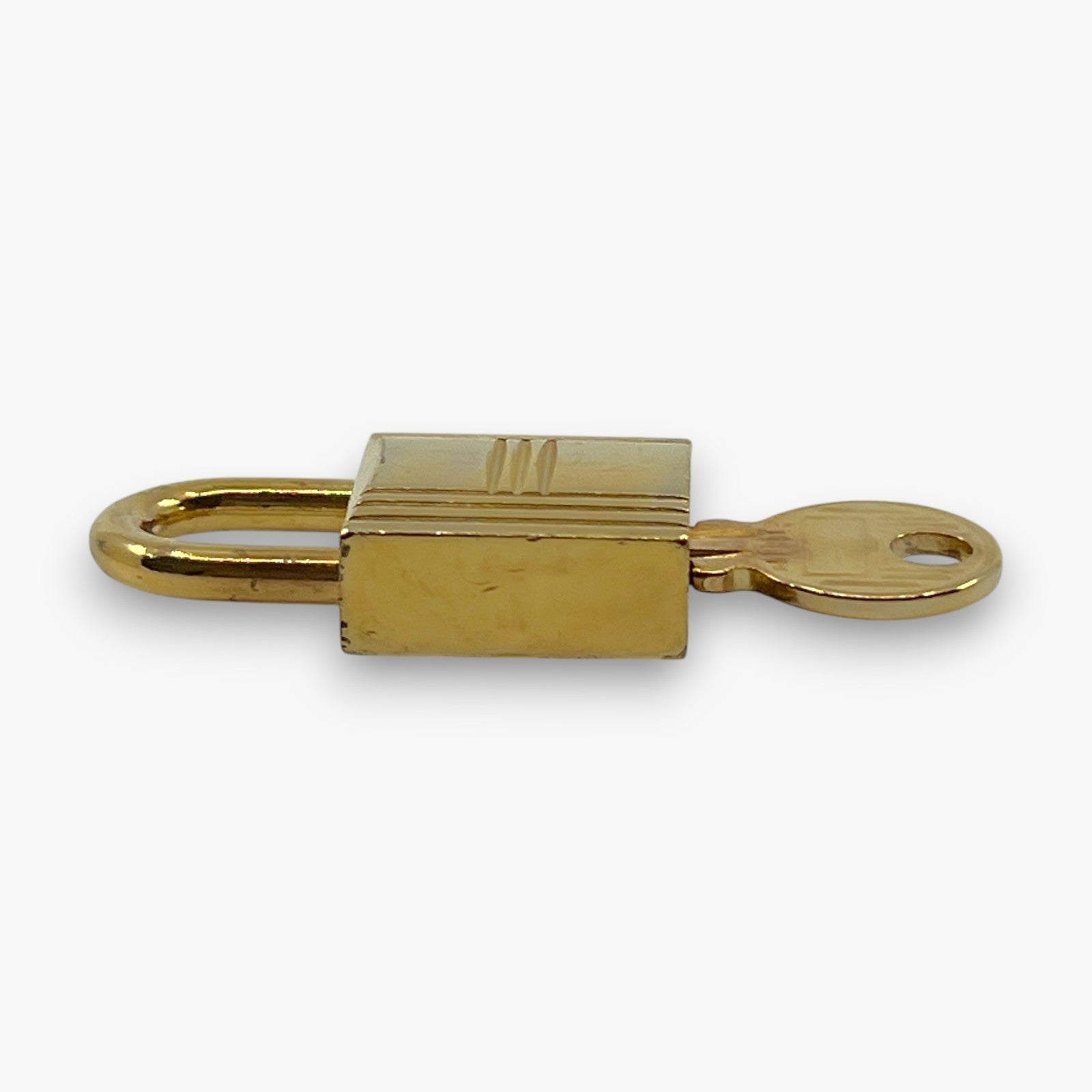 Hermes Cadena Padlock Gold-Tone Brass Lock & Key Set pj260608