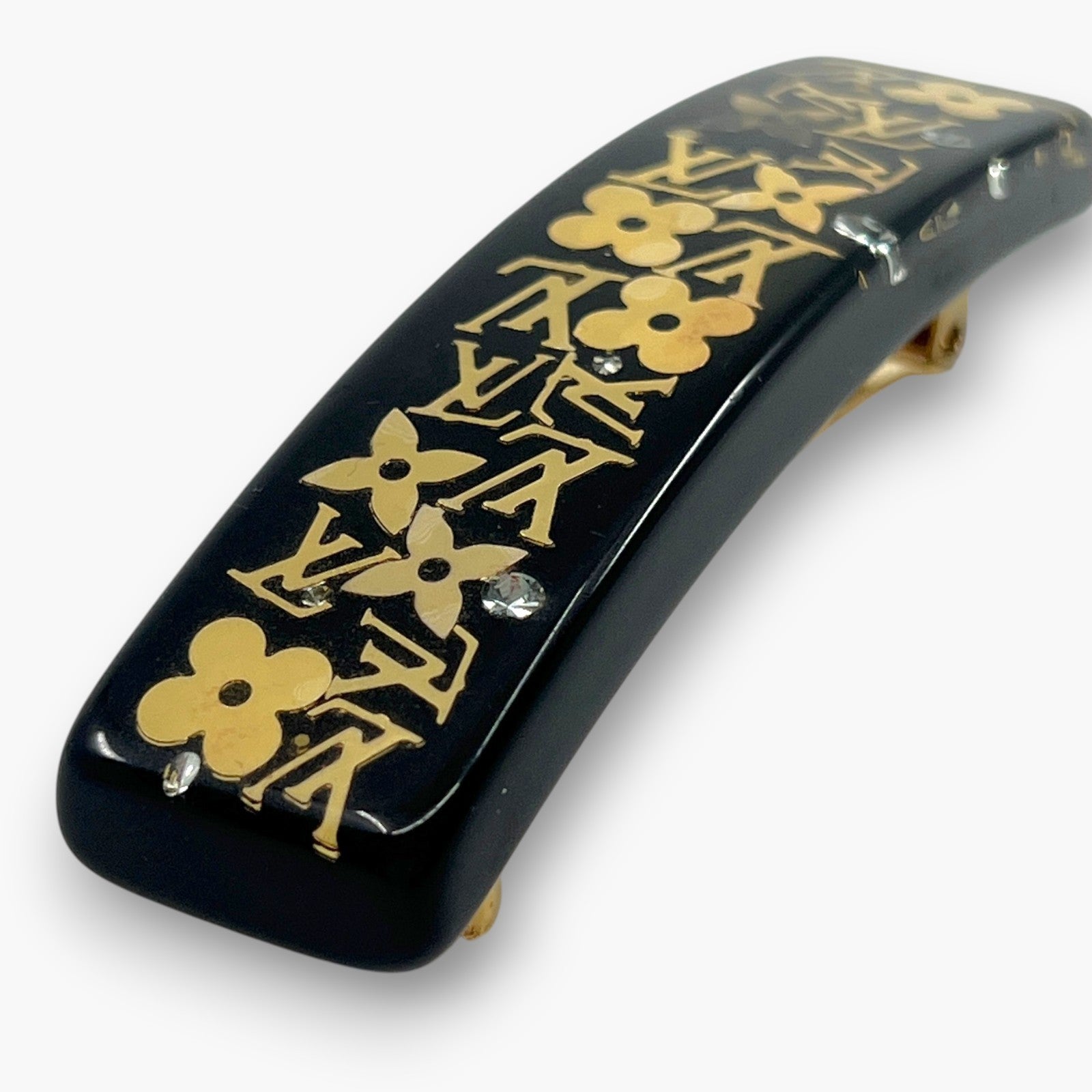 Louis Vuitton Inclusion Barrette Black Resin Monogram Hair Clip