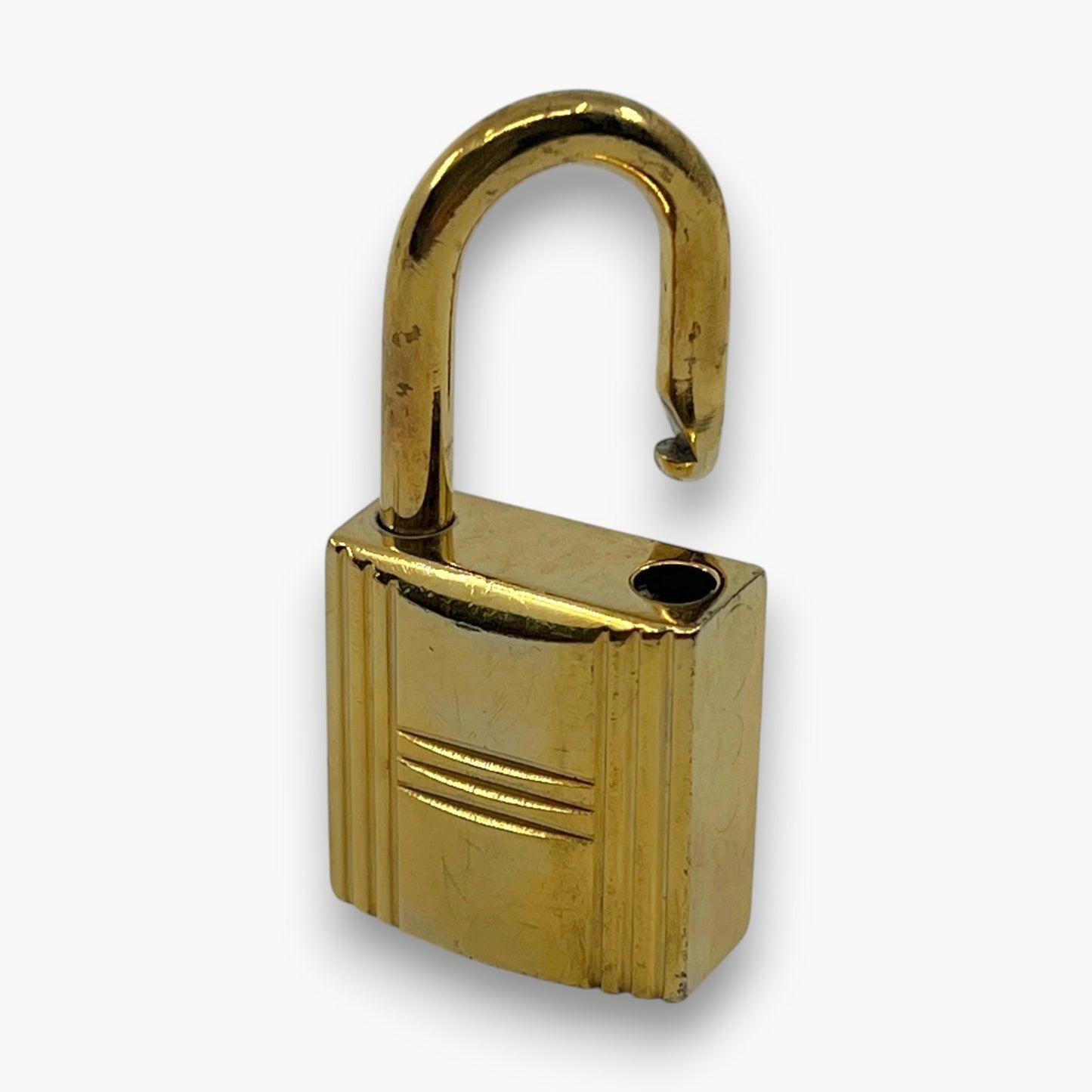 Hermes Cadena Padlock Gold-Tone Brass Lock & Key Set pj260608