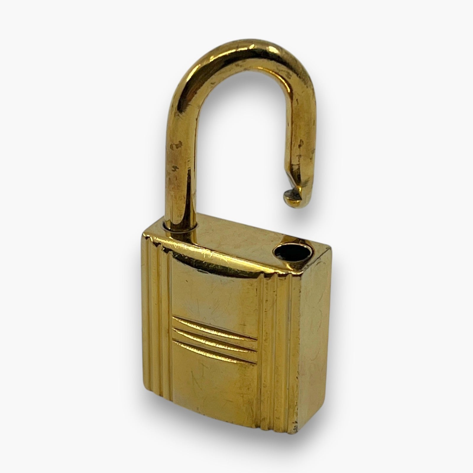 Hermes Cadena Padlock Gold-Tone Brass Lock & Key Set pj260608