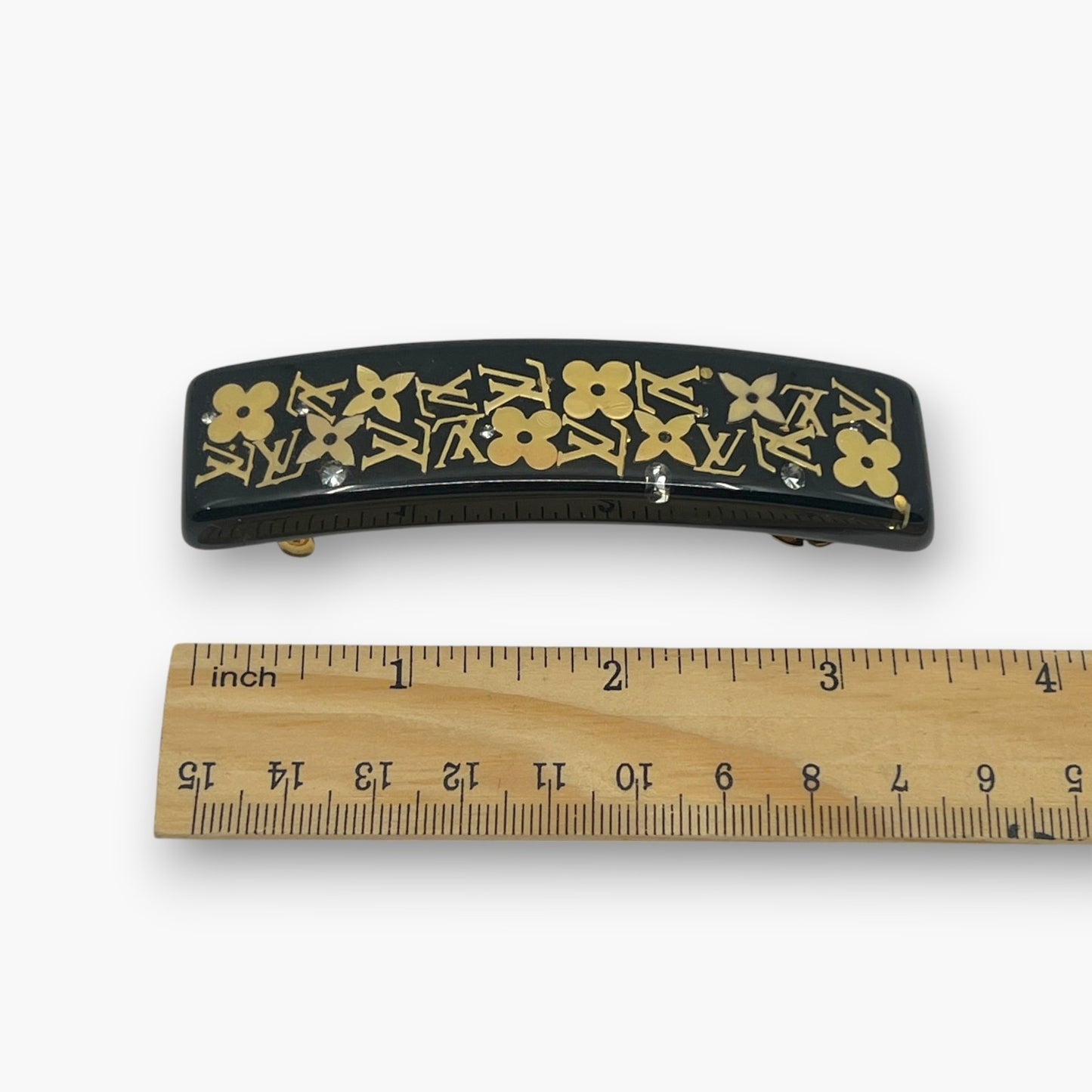 Louis Vuitton Inclusion Barrette Black Resin Monogram Hair Clip