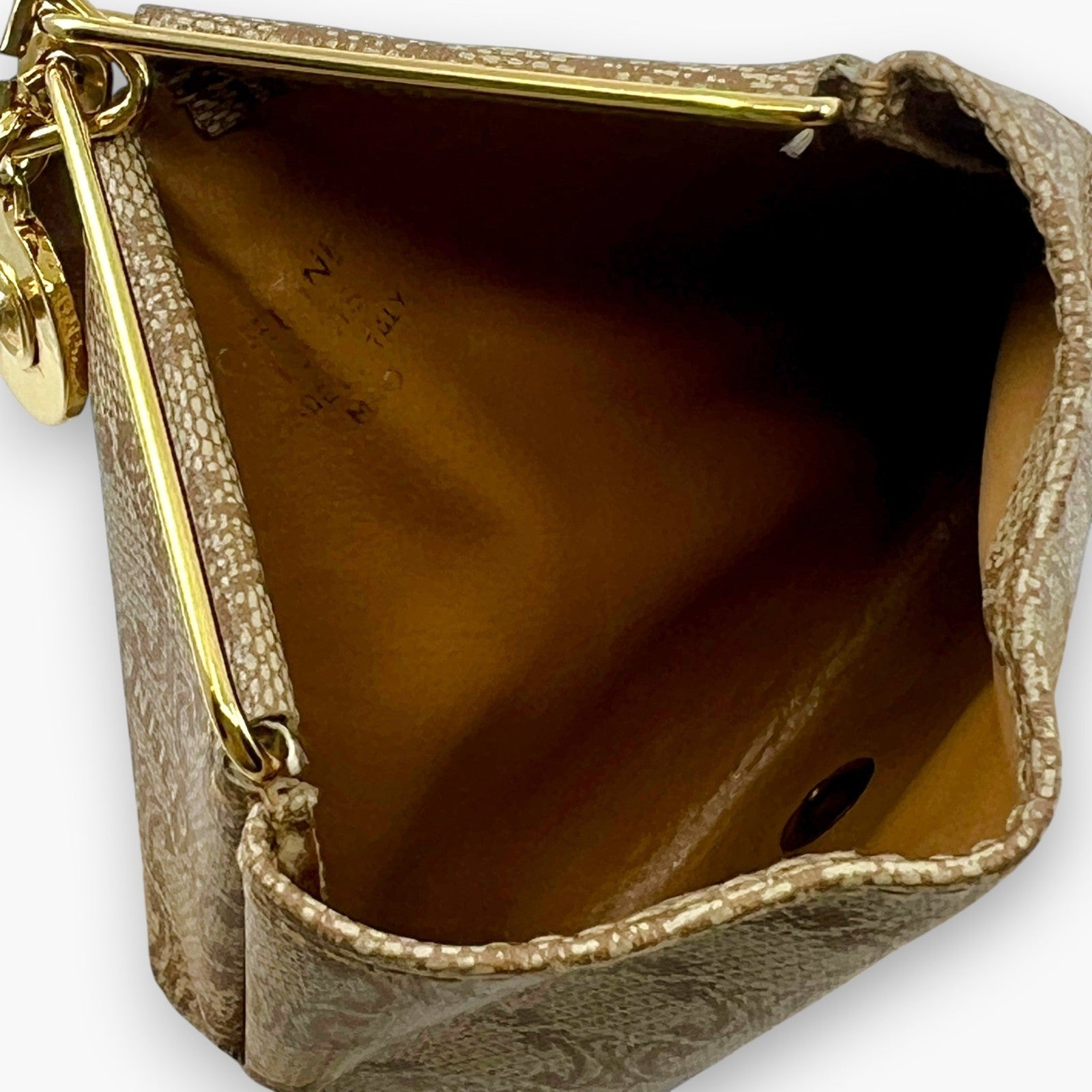 Celine Macadam Vintage Triangle Coin Purse Beige with Tassel Charm
