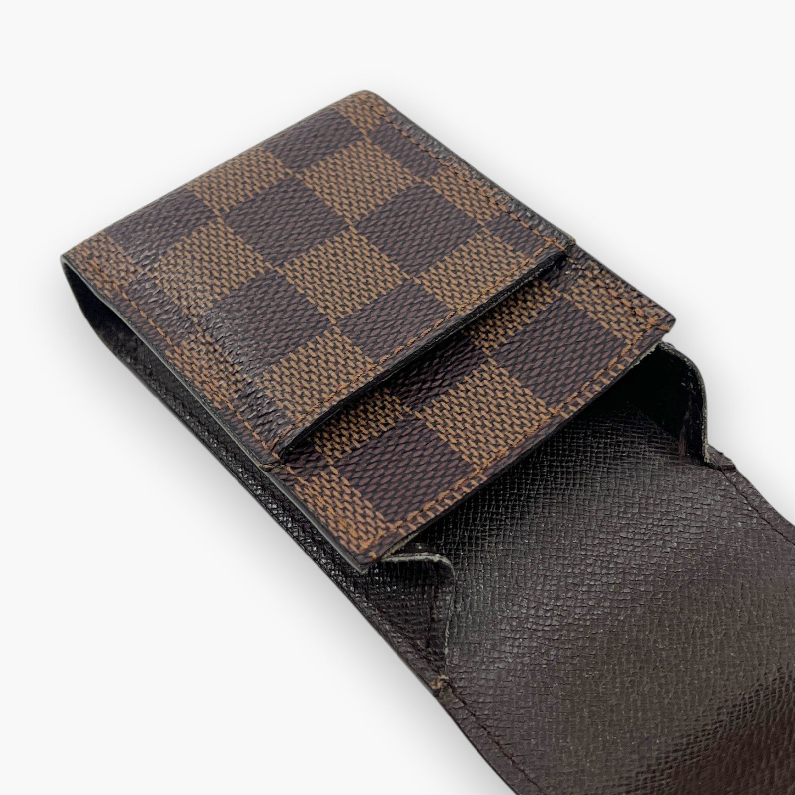 Louis Vuitton Damier Ebene Etui Cigarette Case Brown Canvas Leather